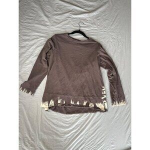 Misslook Womens gray brown Shirt‎ XL long sleeve pullover cotton round neck
